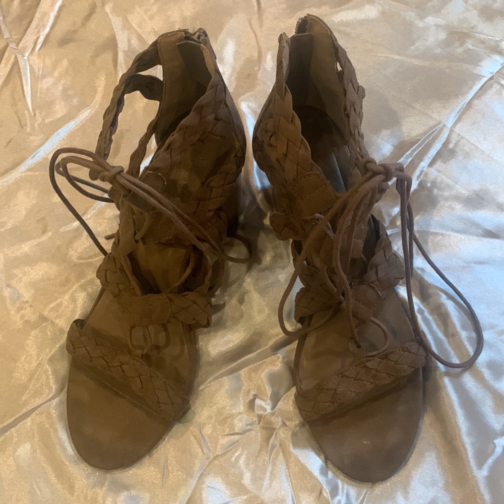 🌹VINTAGE charlotte russ • corset strap Faux Suede Sandals